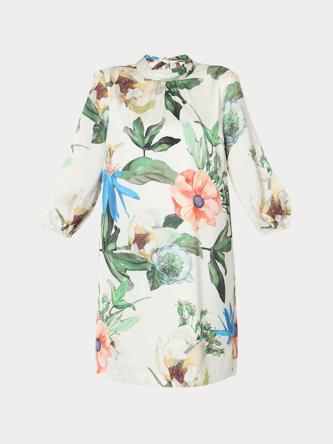 Beige Floral Mini Dress