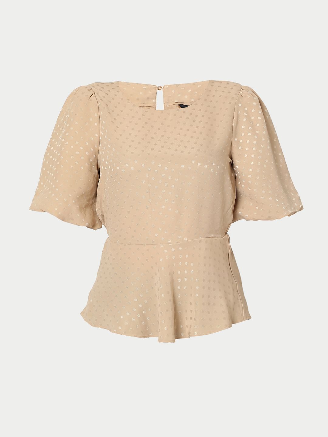 Beige Foil Print Top