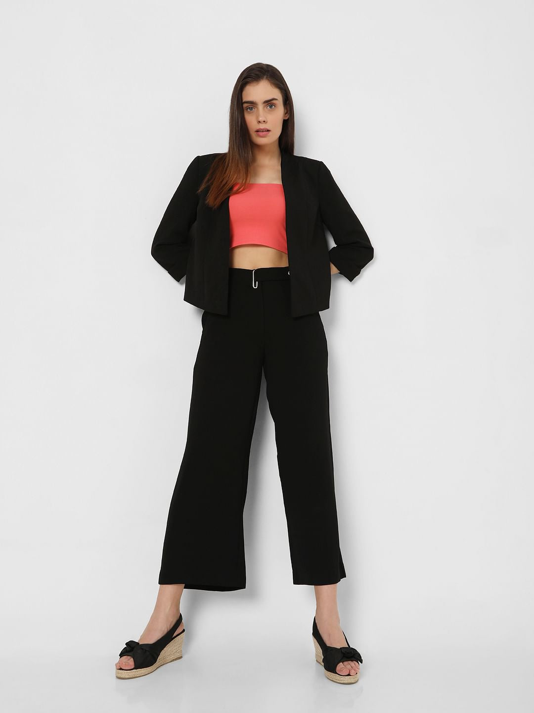 Black Mid Rise Flared Pants