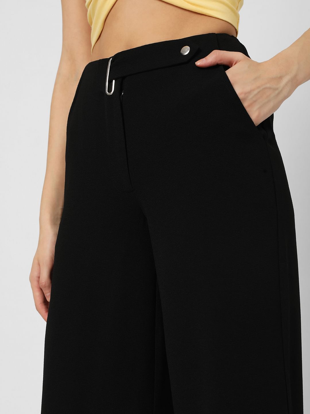 Black Mid Rise Flared Pants