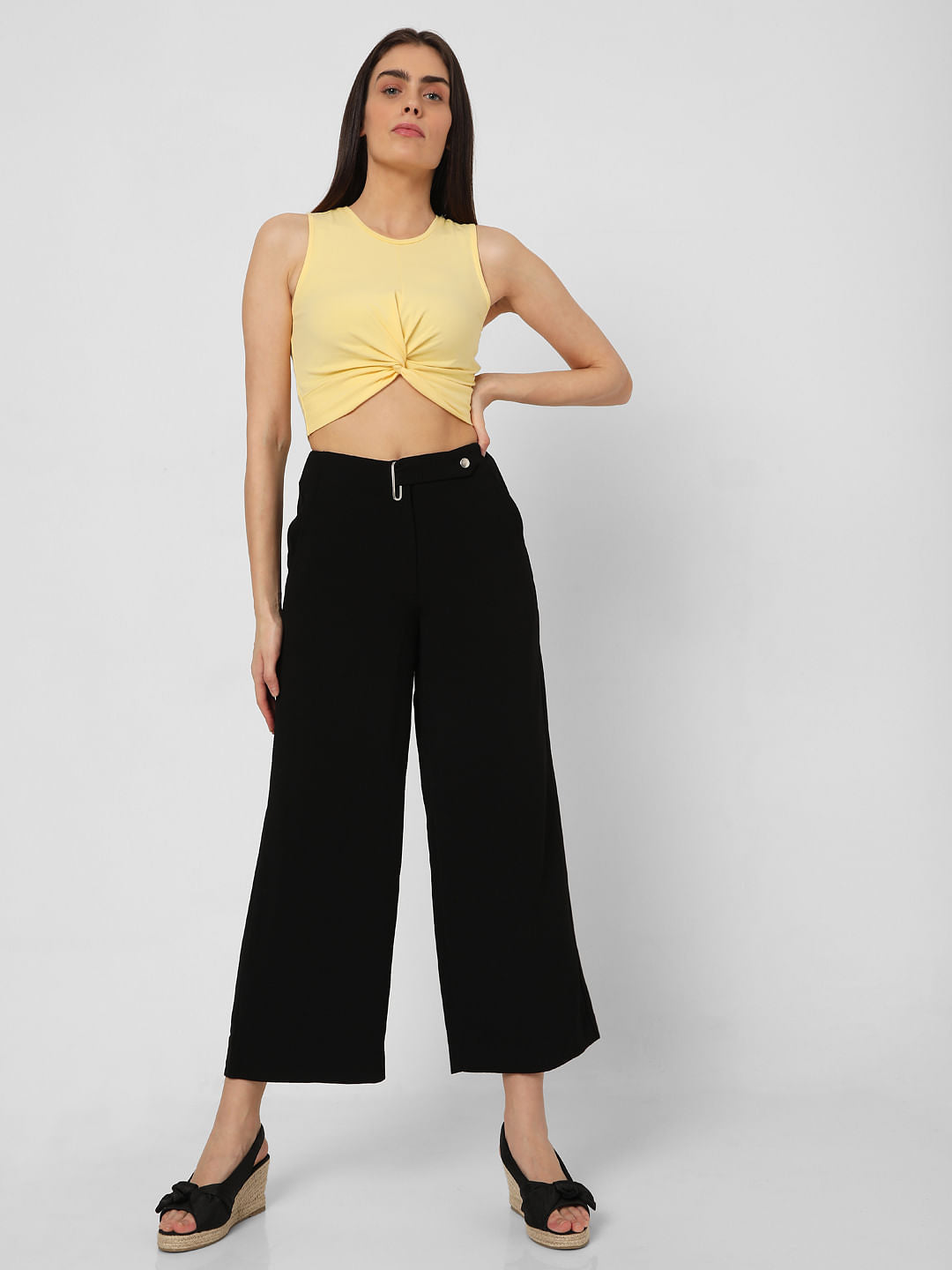 Black Mid Rise Flared Pants