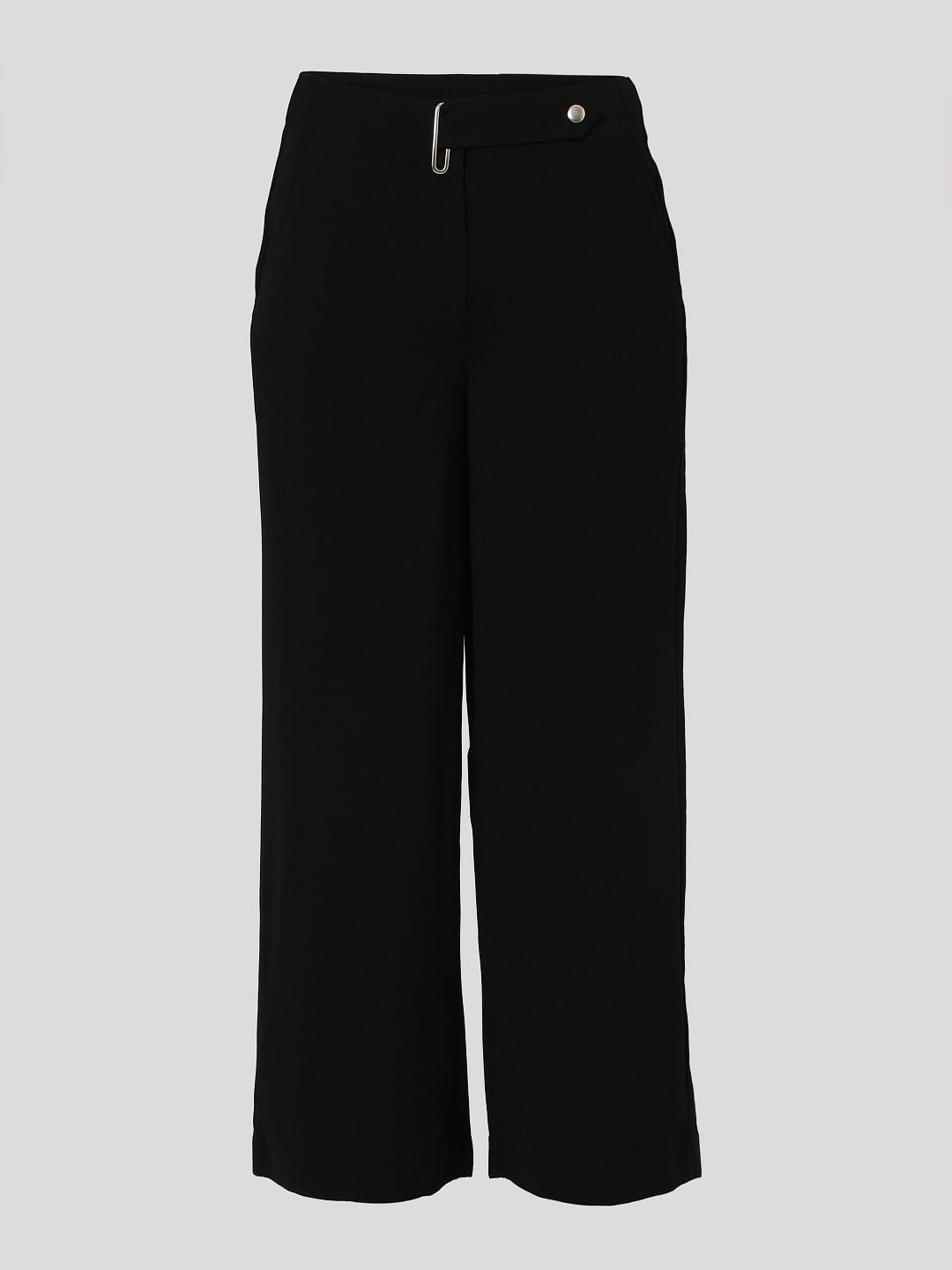 Black Mid Rise Flared Pants