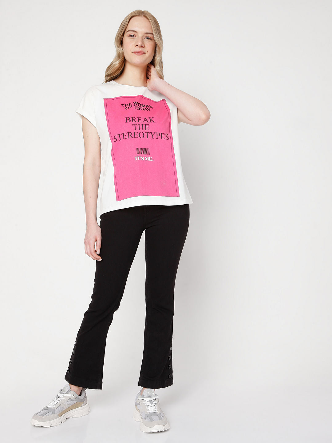 White Slogan Print T-Shirt