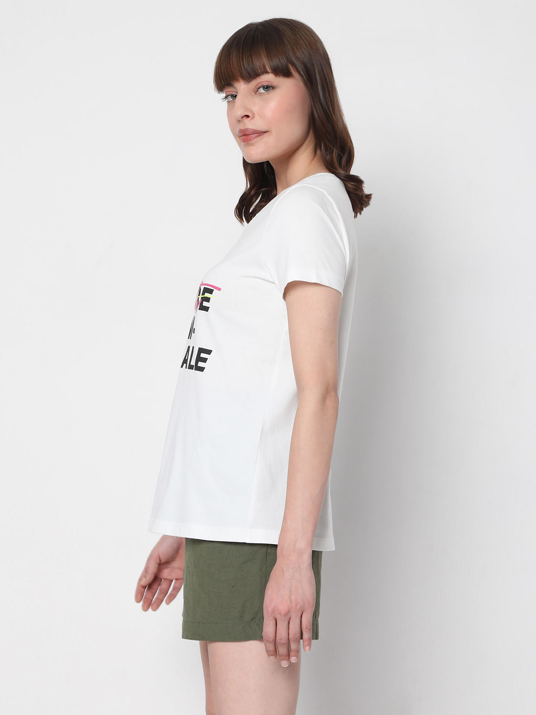 White Slogan Print T-Shirt