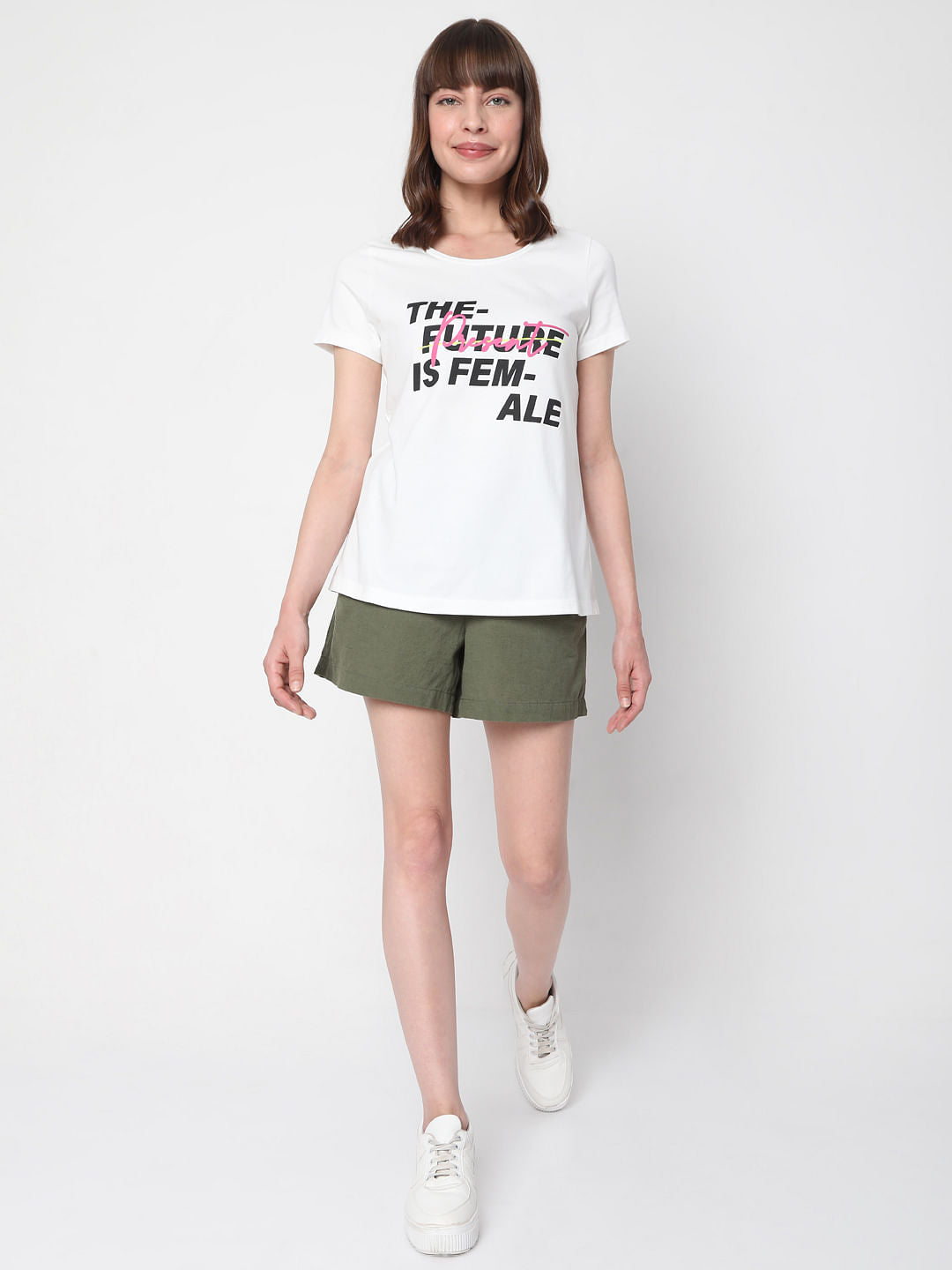 White Slogan Print T-Shirt