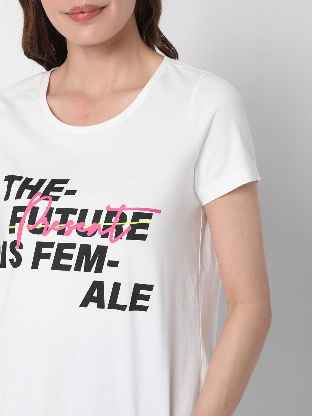 White Slogan Print T-Shirt