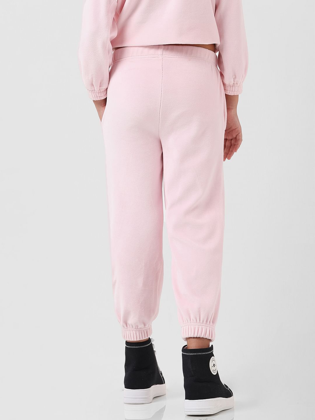 Girl Pink Mid Rise Velour Sweatpants