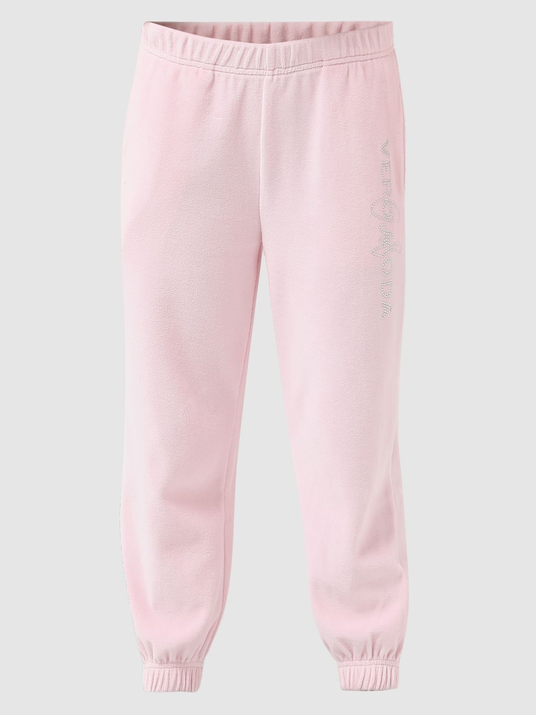 Girl Pink Mid Rise Velour Sweatpants
