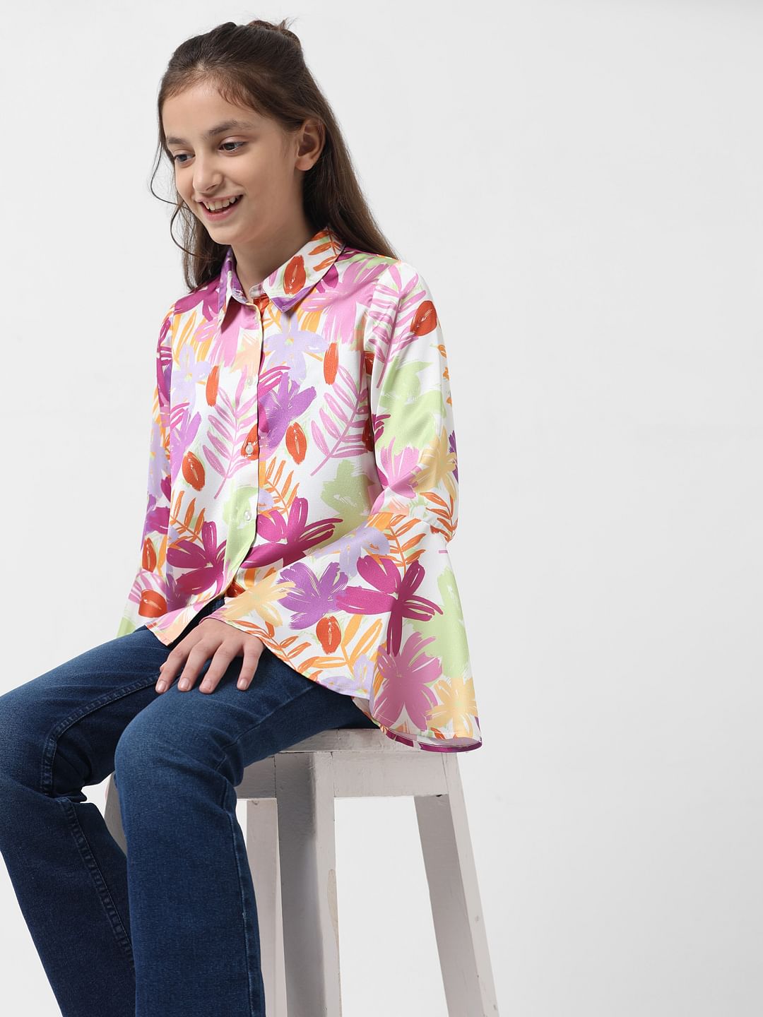 Girl Multi-Coloured Floral Shirt