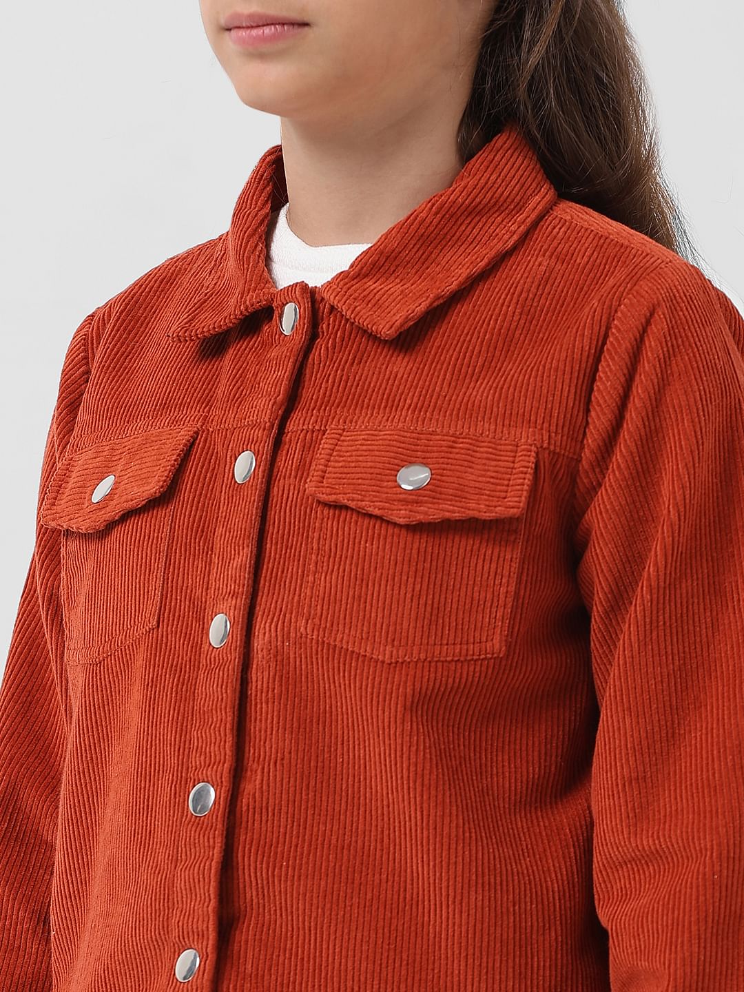 Girl Brick Red Corduroy Shirt
