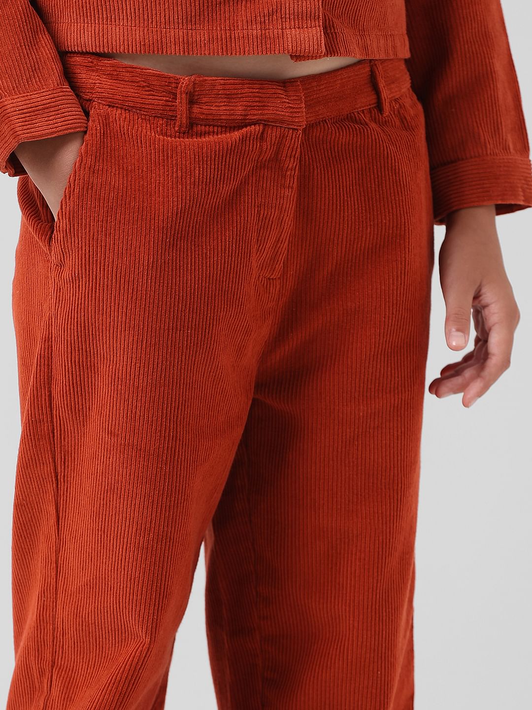 Girl Brick Red Mid Rise Corduroy Pants