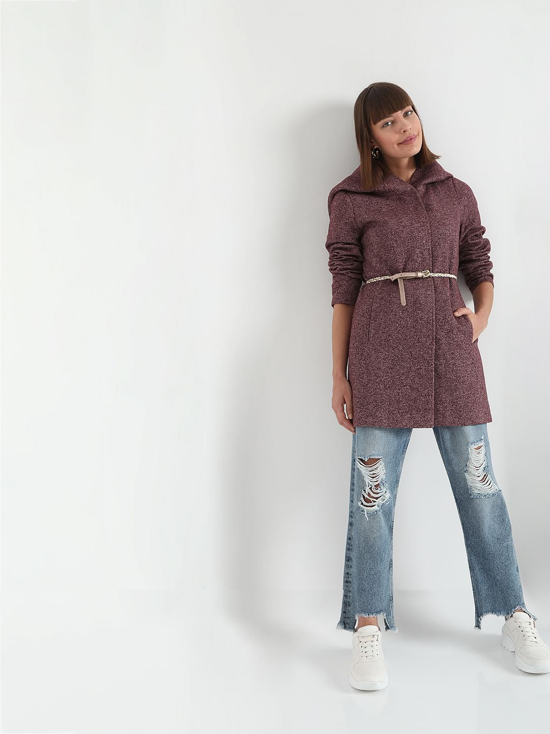 Burgundy Hooded Coat