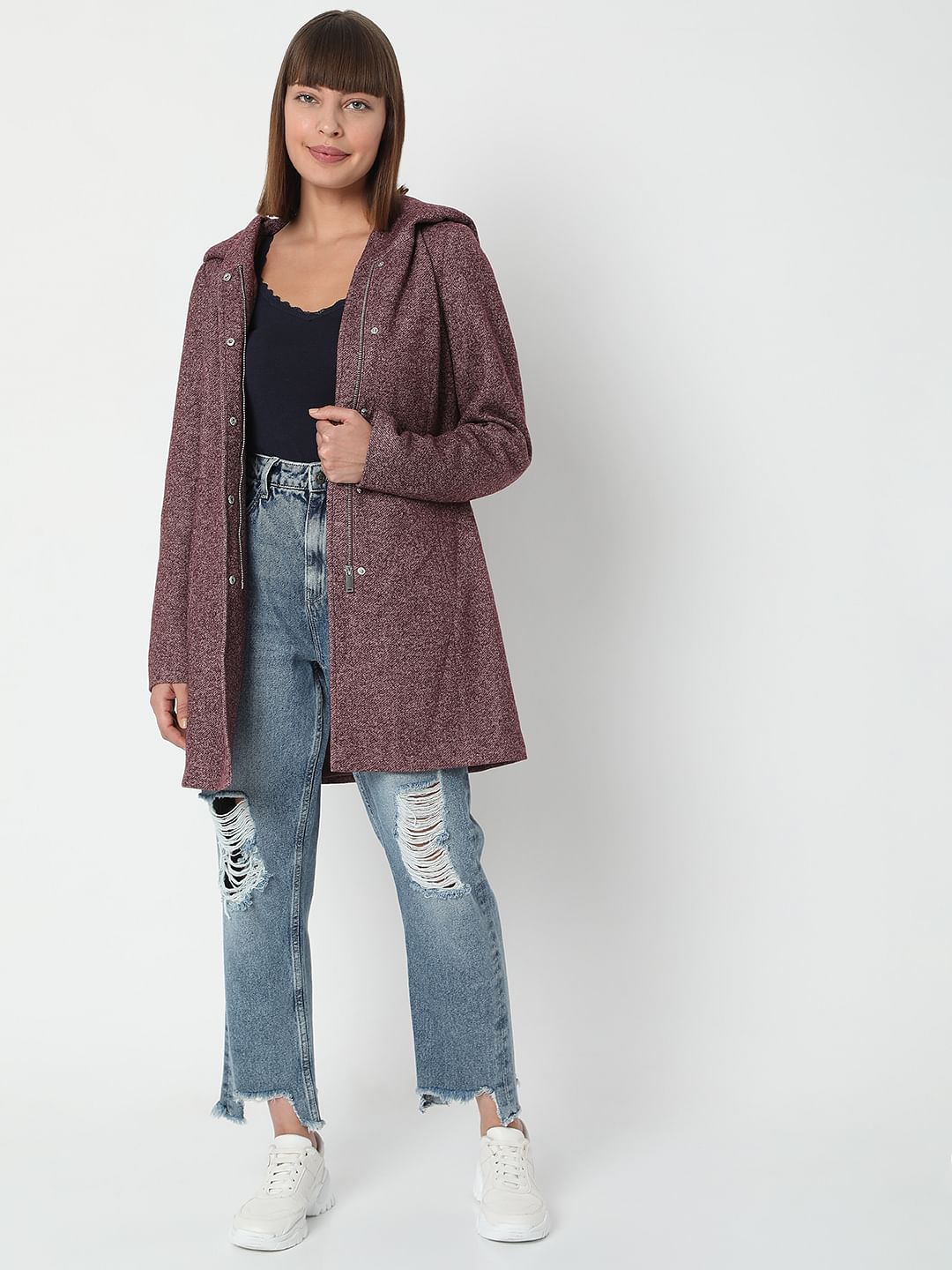 Burgundy Hooded Coat