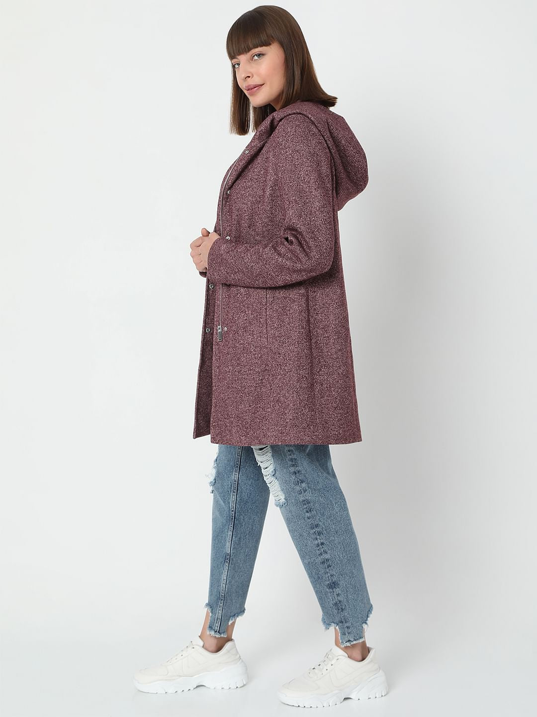 Burgundy Hooded Coat