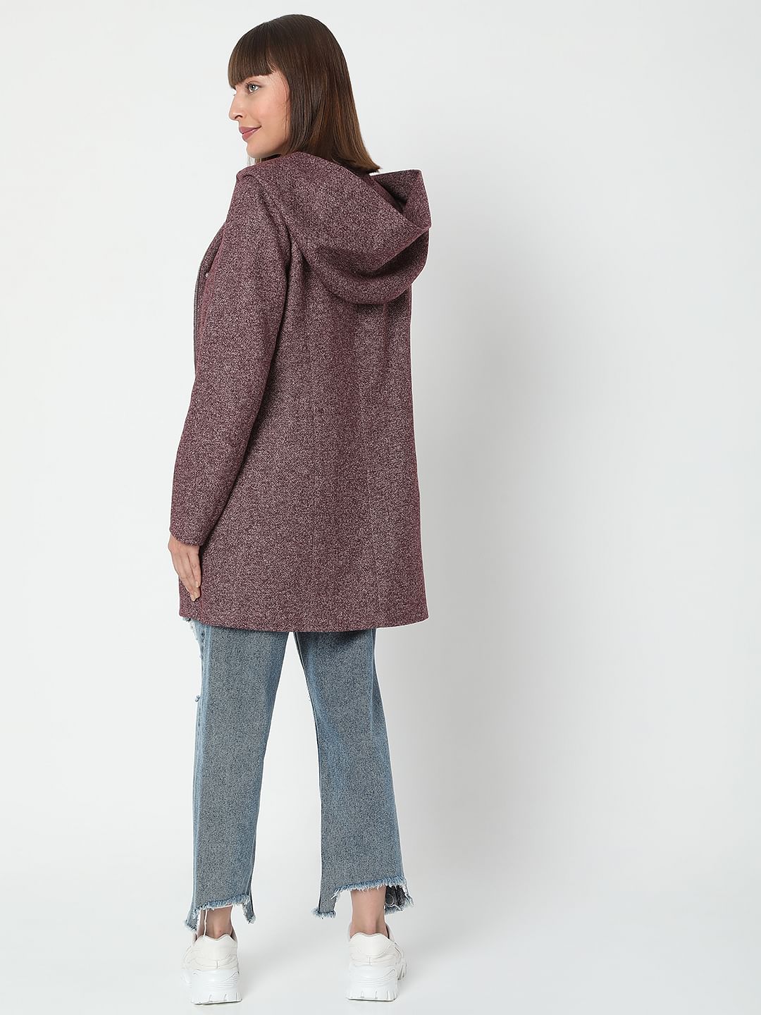 Burgundy Hooded Coat