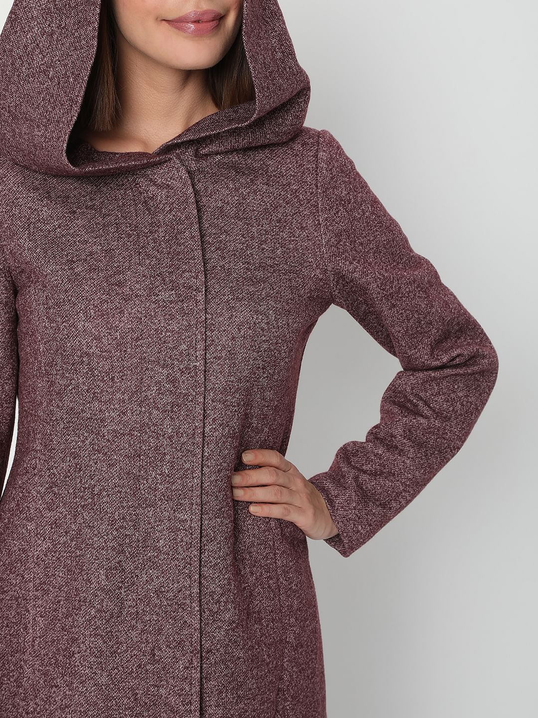 Burgundy Hooded Coat