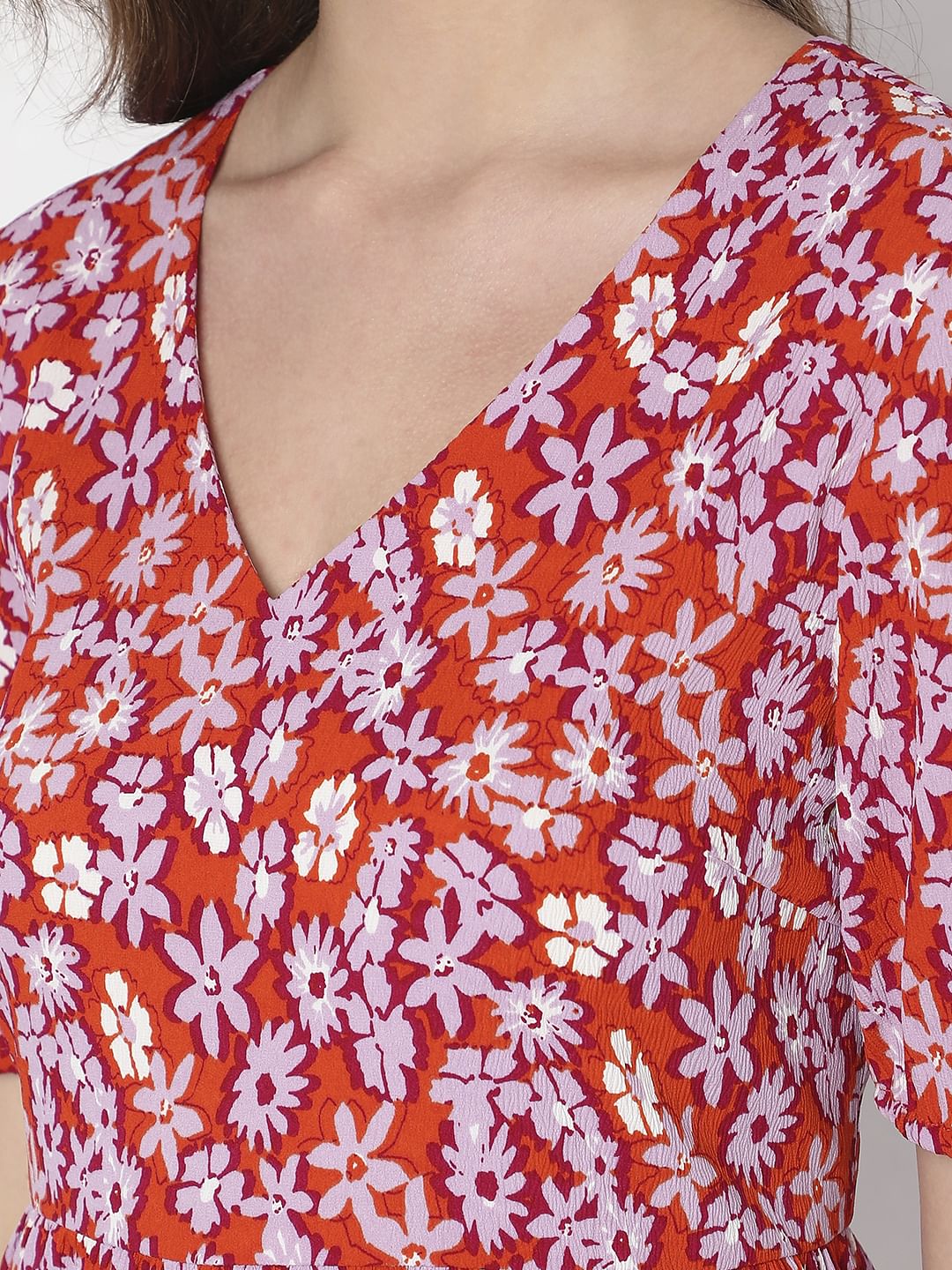 Orange Floral Mini Dress