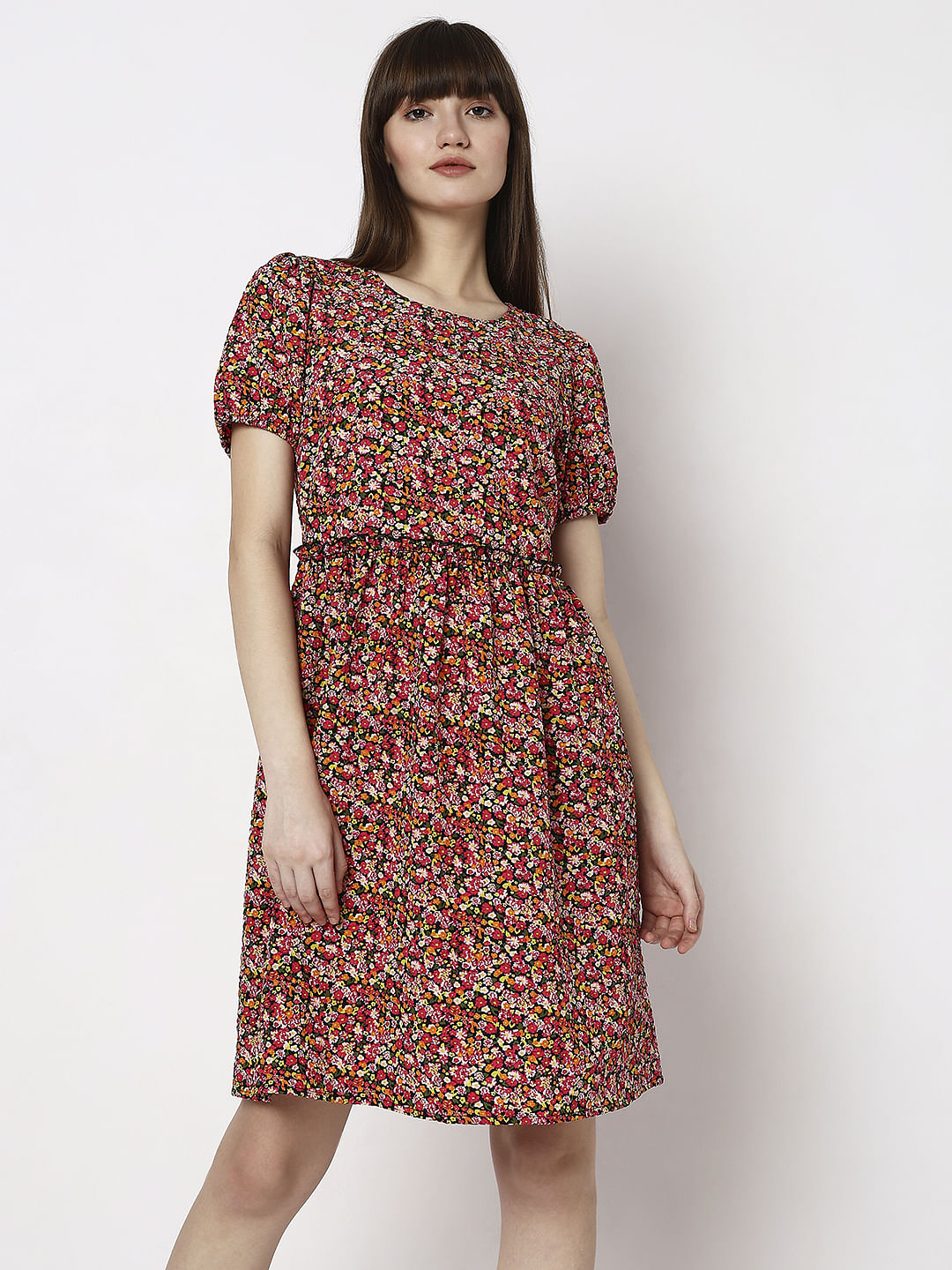 Black Floral Print Dress