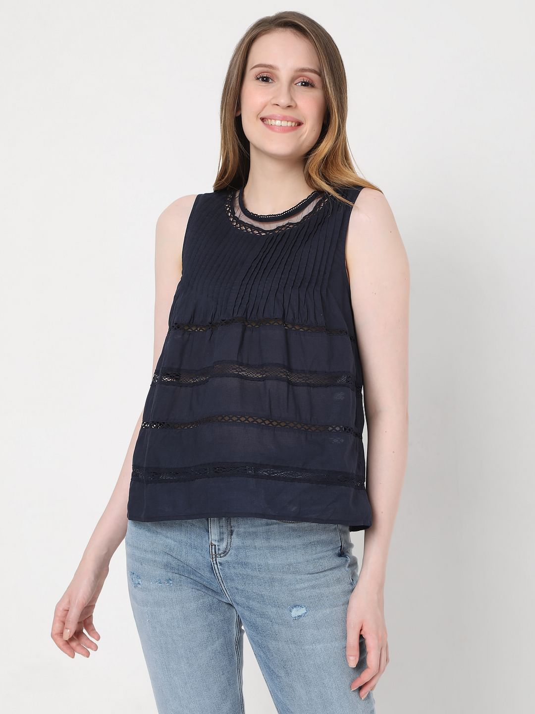 Navy Blue Sleeveless Top