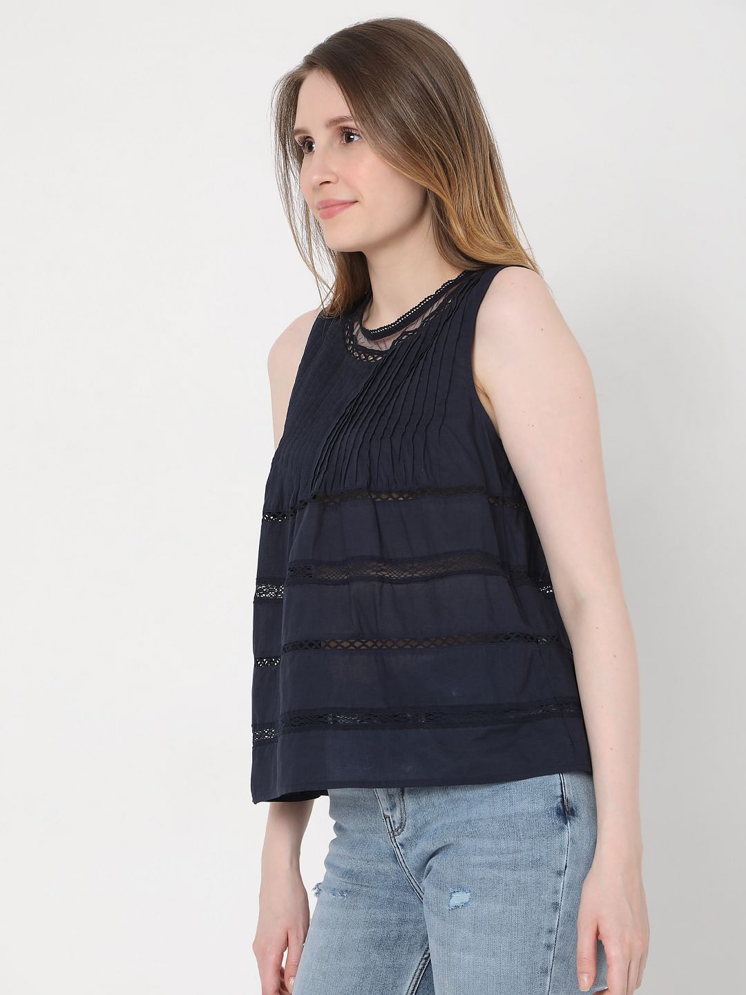 Navy Blue Sleeveless Top