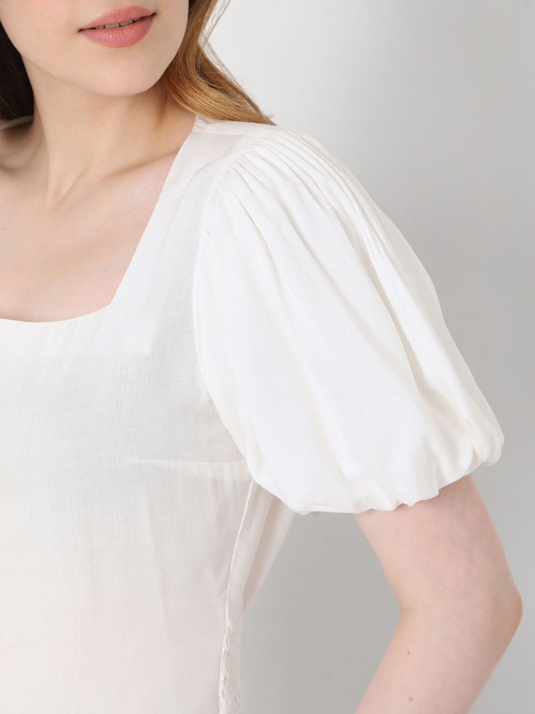 White Puff Sleeves Top