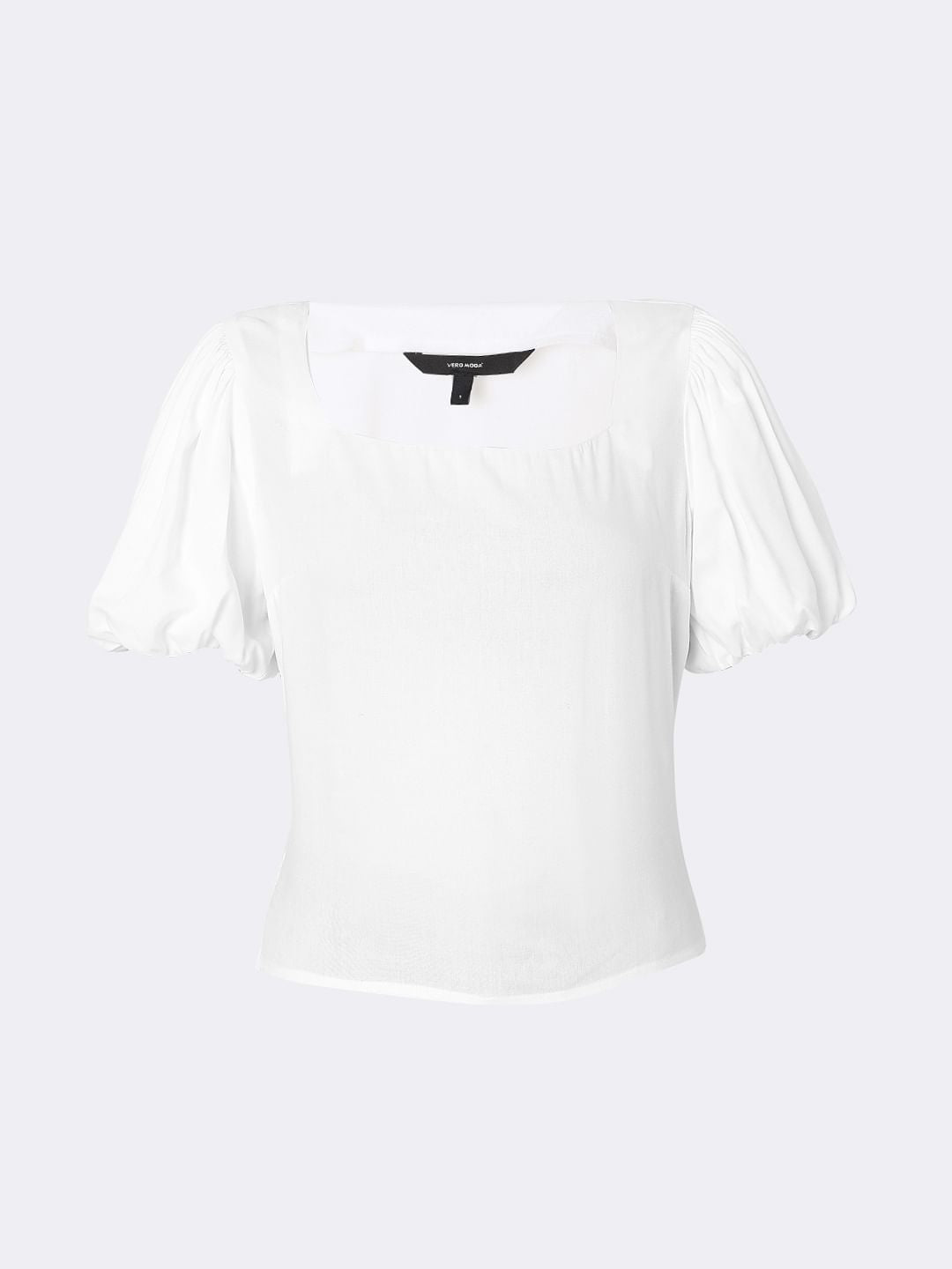 White Puff Sleeves Top