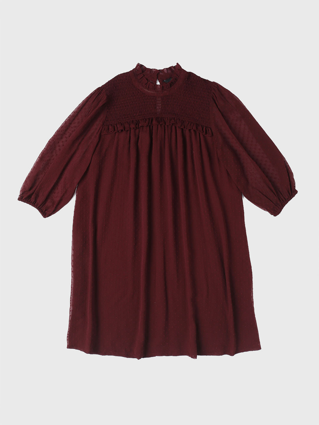 Maroon Shift Dobby Dress