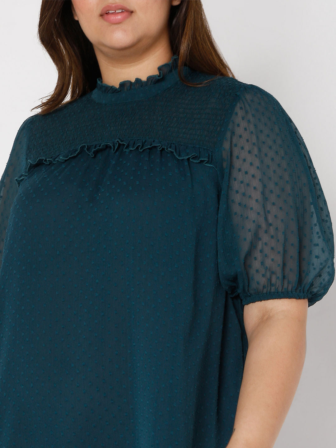 Curve Green Plain Coloured Dress