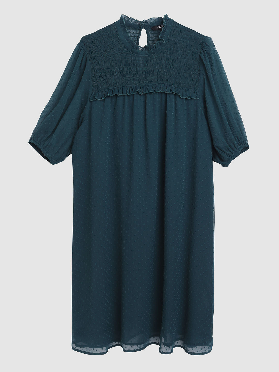 Curve Green Plain Coloured Dress