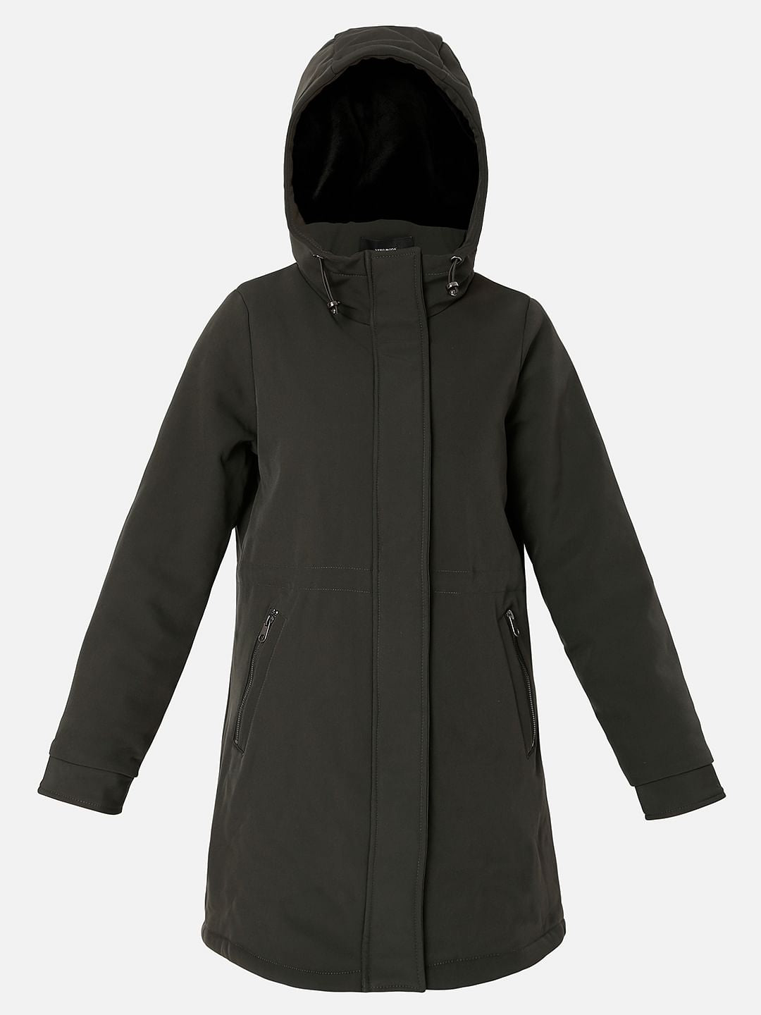 Dark Green Hooded Long Jacket