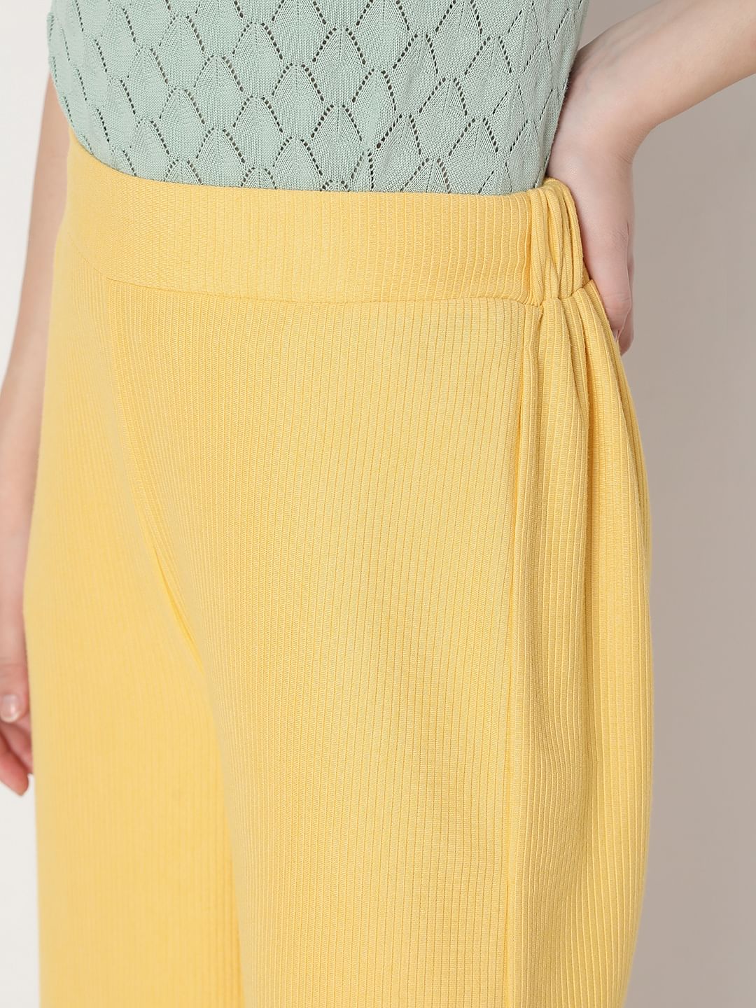 Yellow High Rise Flared Co-Ord Pants