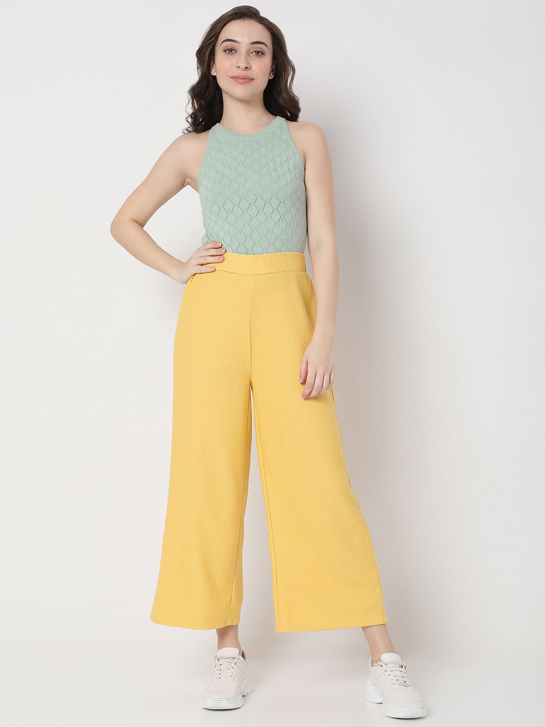 Yellow High Rise Flared Co-Ord Pants