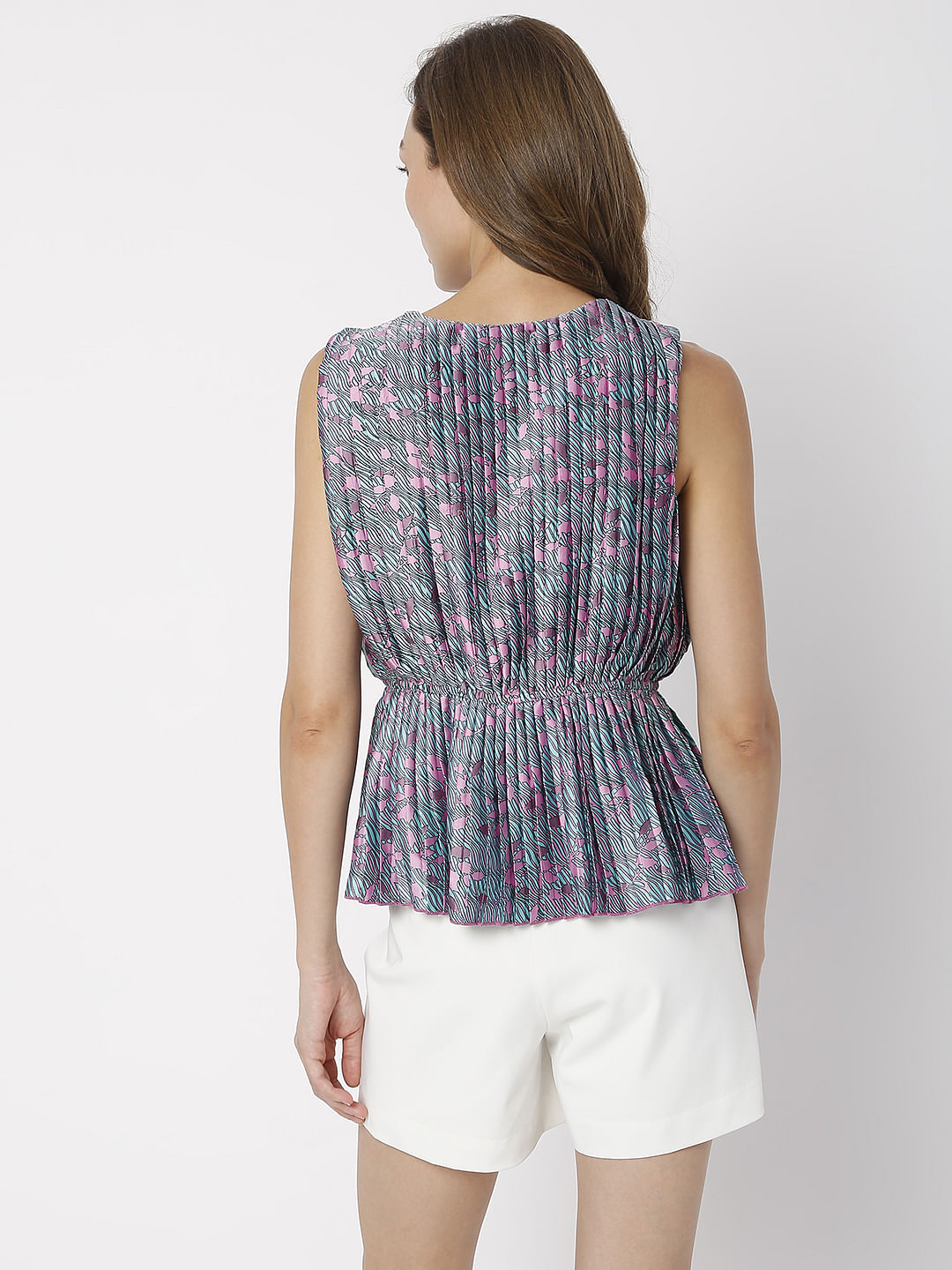 Multi-Coloured Pleated Top