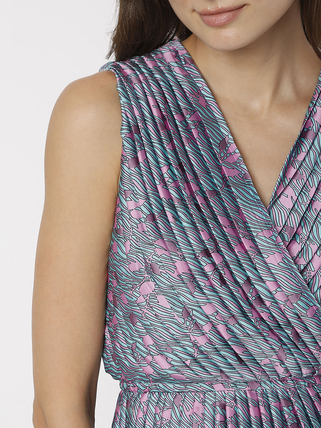 Multi-Coloured Pleated Top