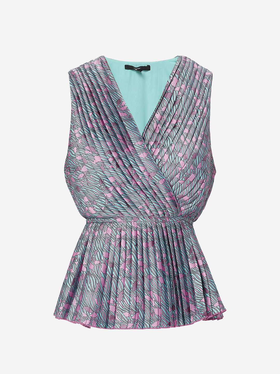 Multi-Coloured Pleated Top