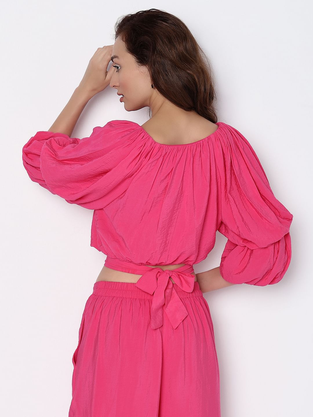 Marquee Pink Voluminous Sleeves Co-Ord Set Top