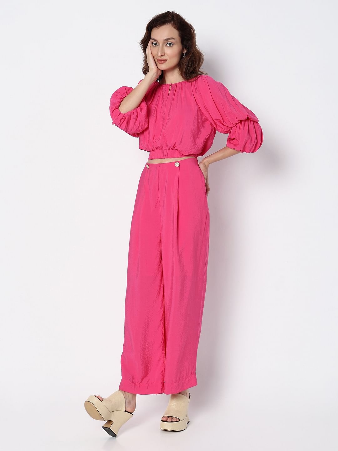Marquee Pink Voluminous Sleeves Co-Ord Set Top