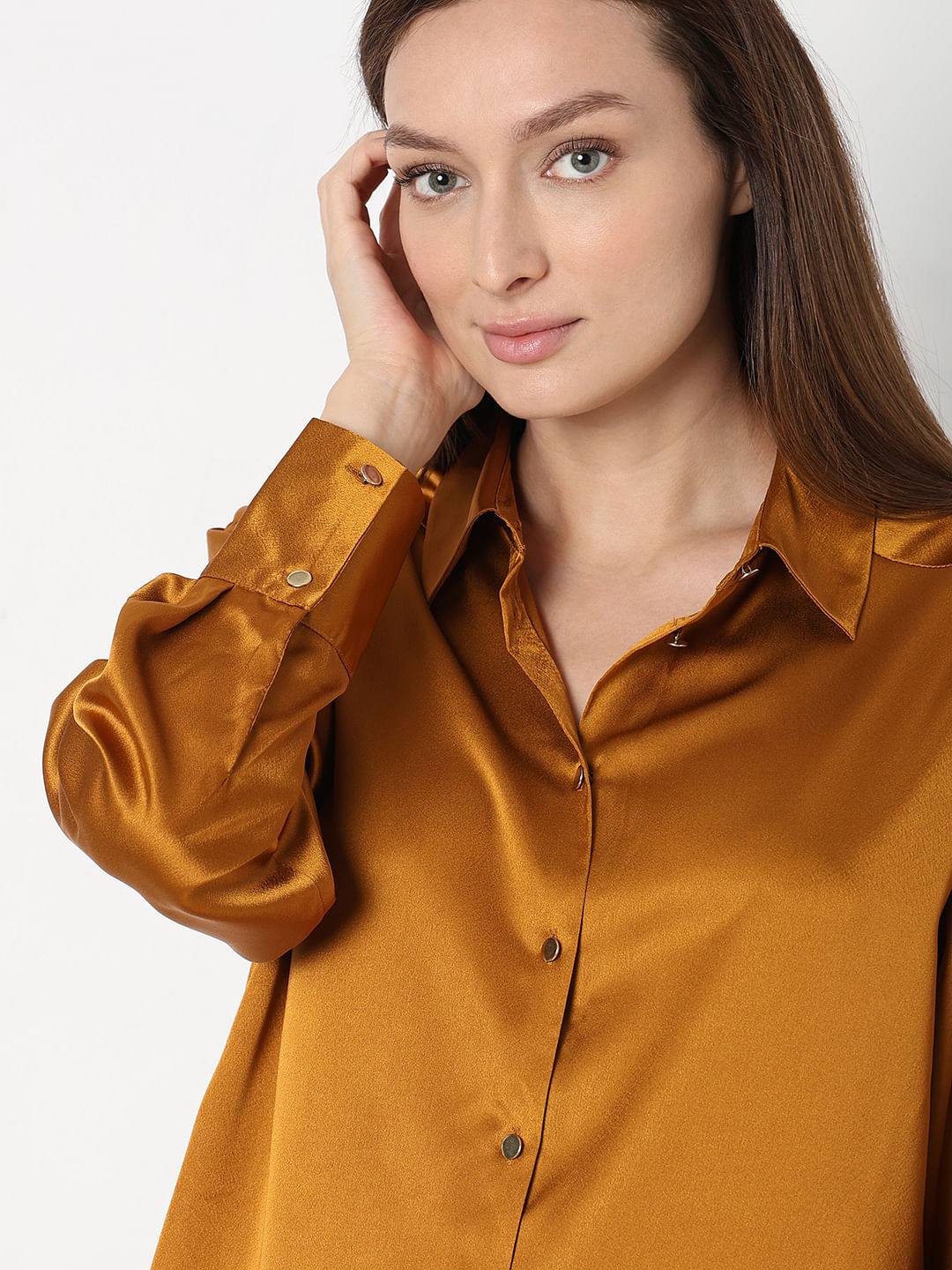 Dark Yellow Satin Shirt