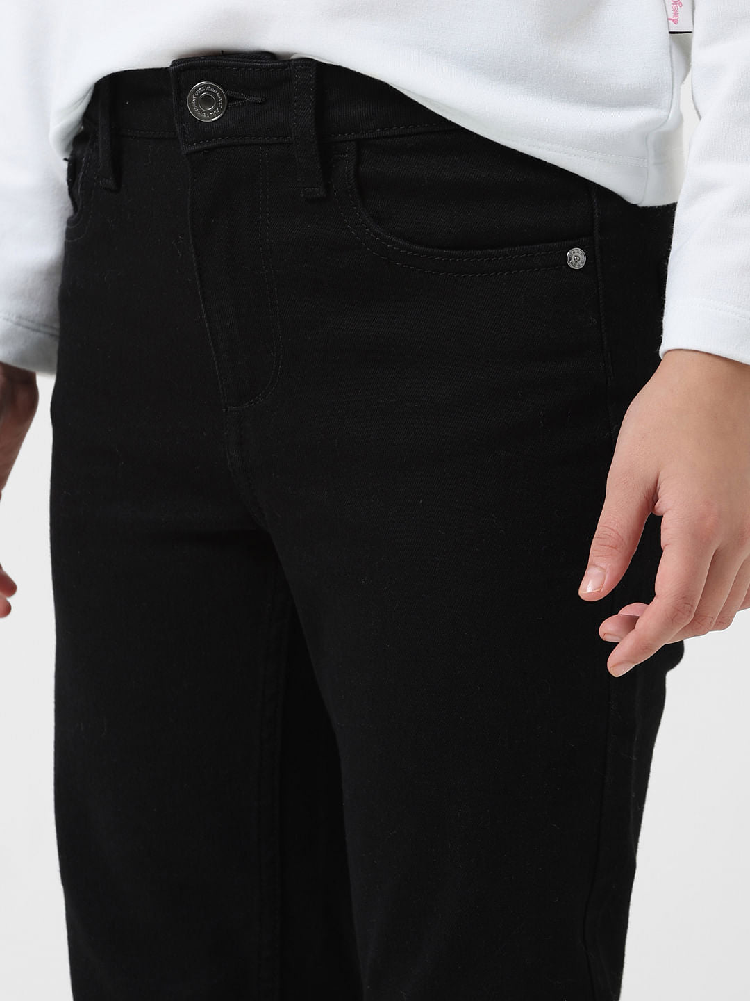 Girl Black Mid Rise Skinny Jeans