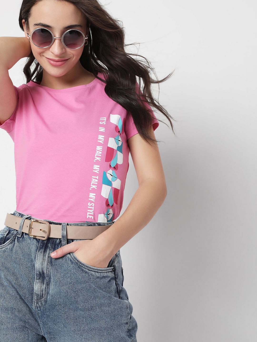 Pink Graphic Print T-Shirt
