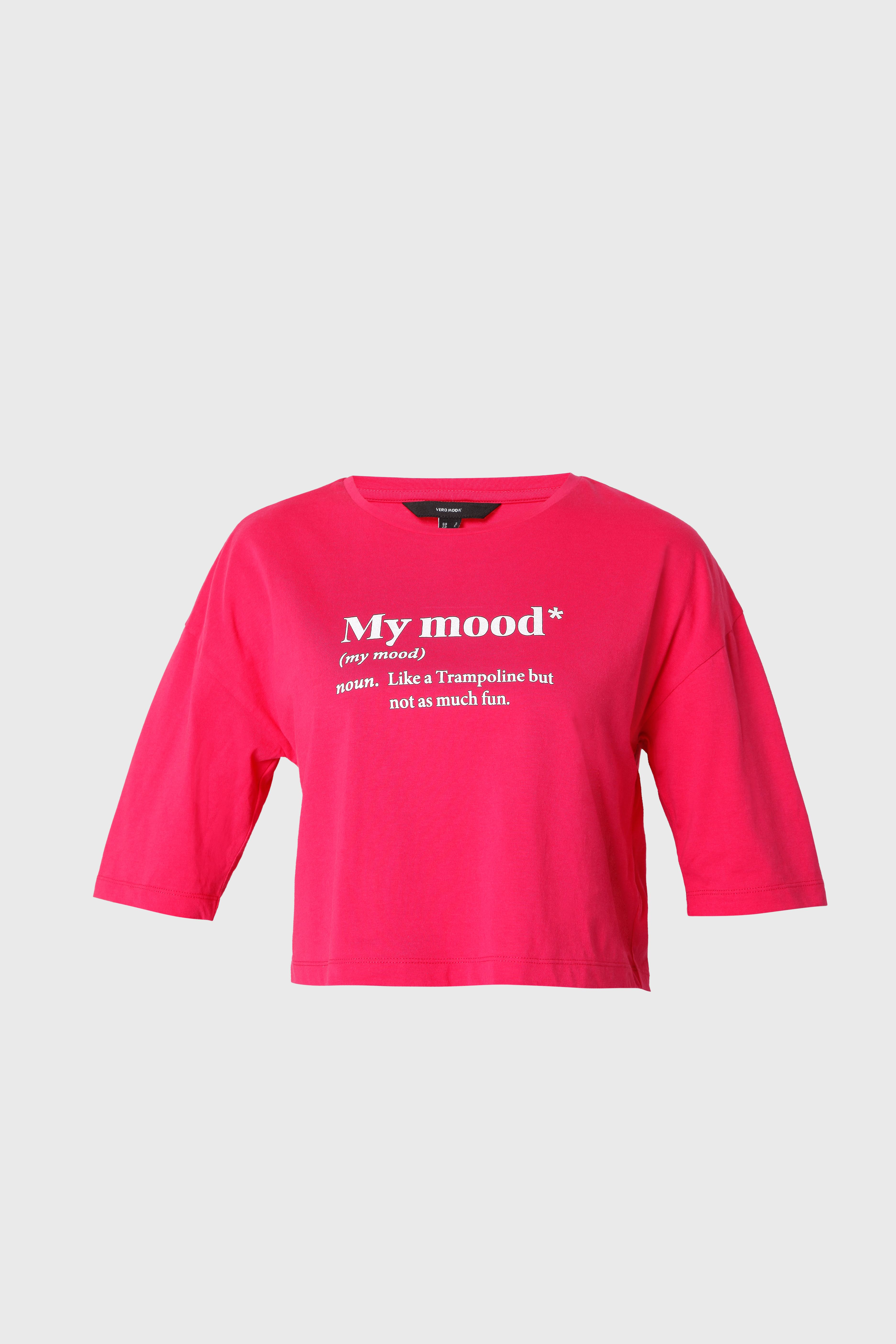 Fuchsia Slogan Print Cropped T-Shirt
