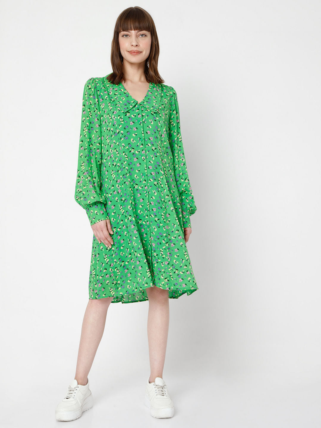 Green Floral Shift Dress