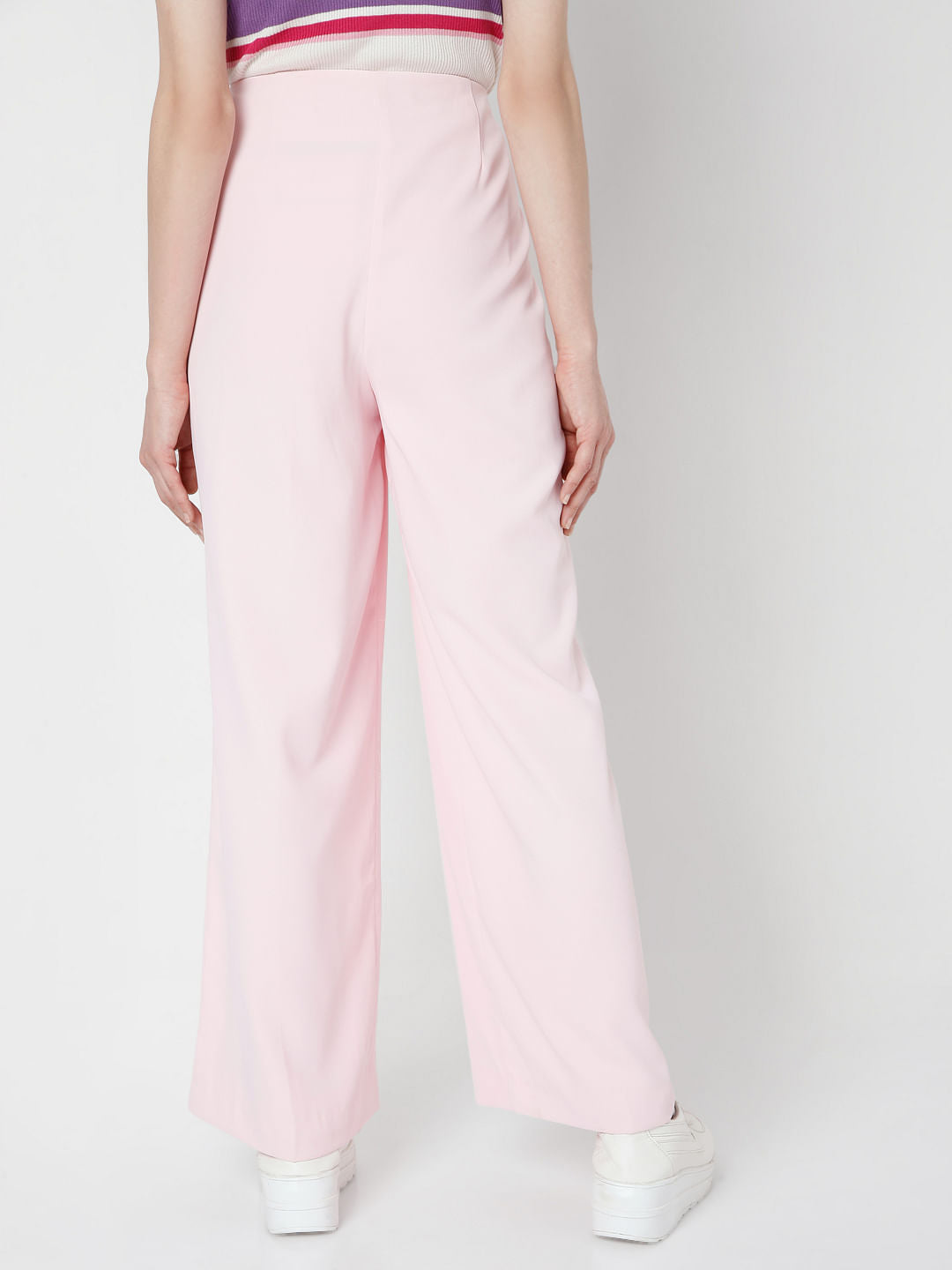 Pink High Rise Belted Co-Ord Set Pants