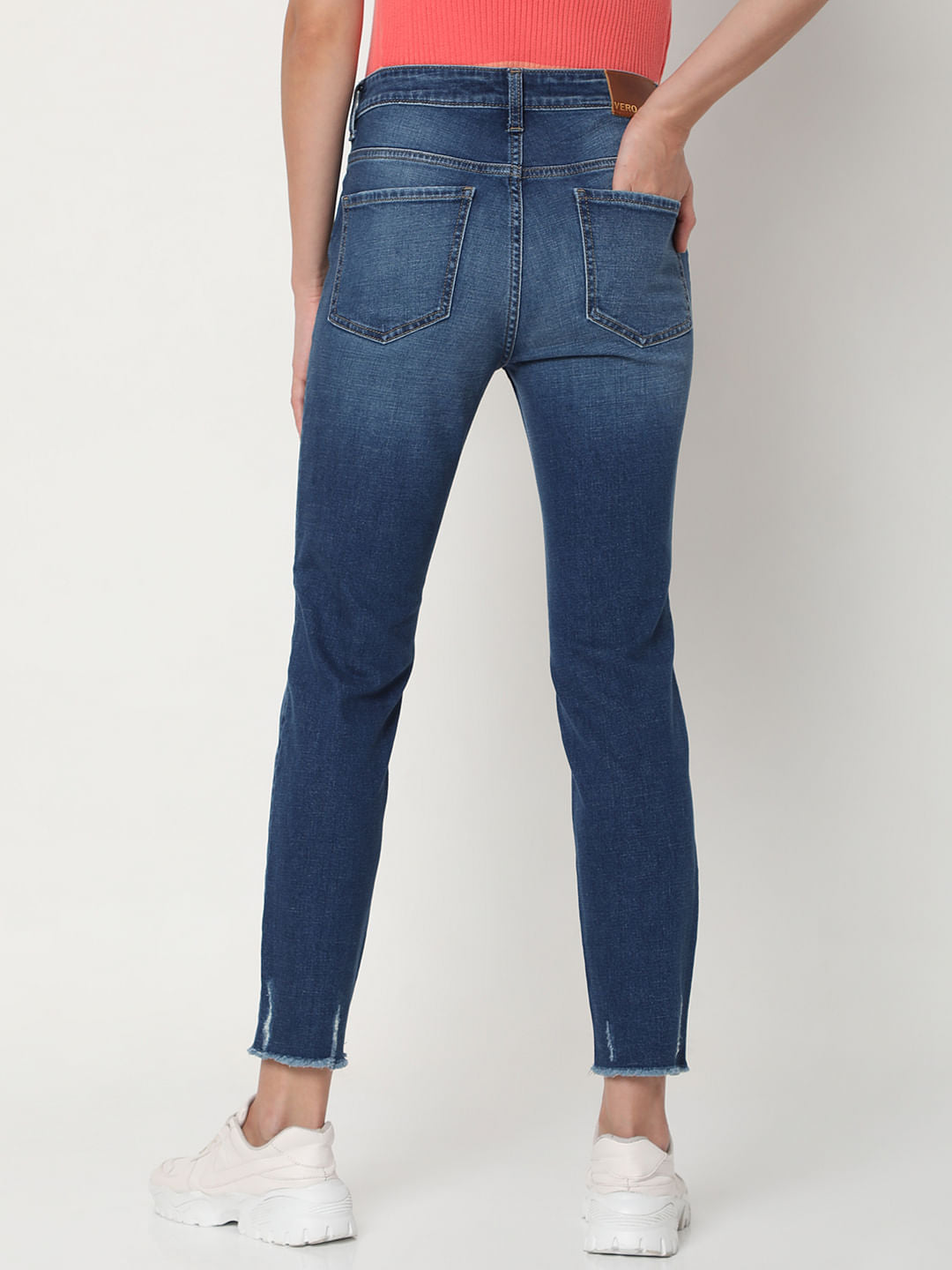 Blue Mid Rise Distressed Wendy Skinny Jeans