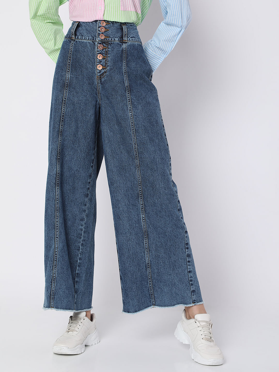 Blue High Rise Zoey Wide-Leg Jeans