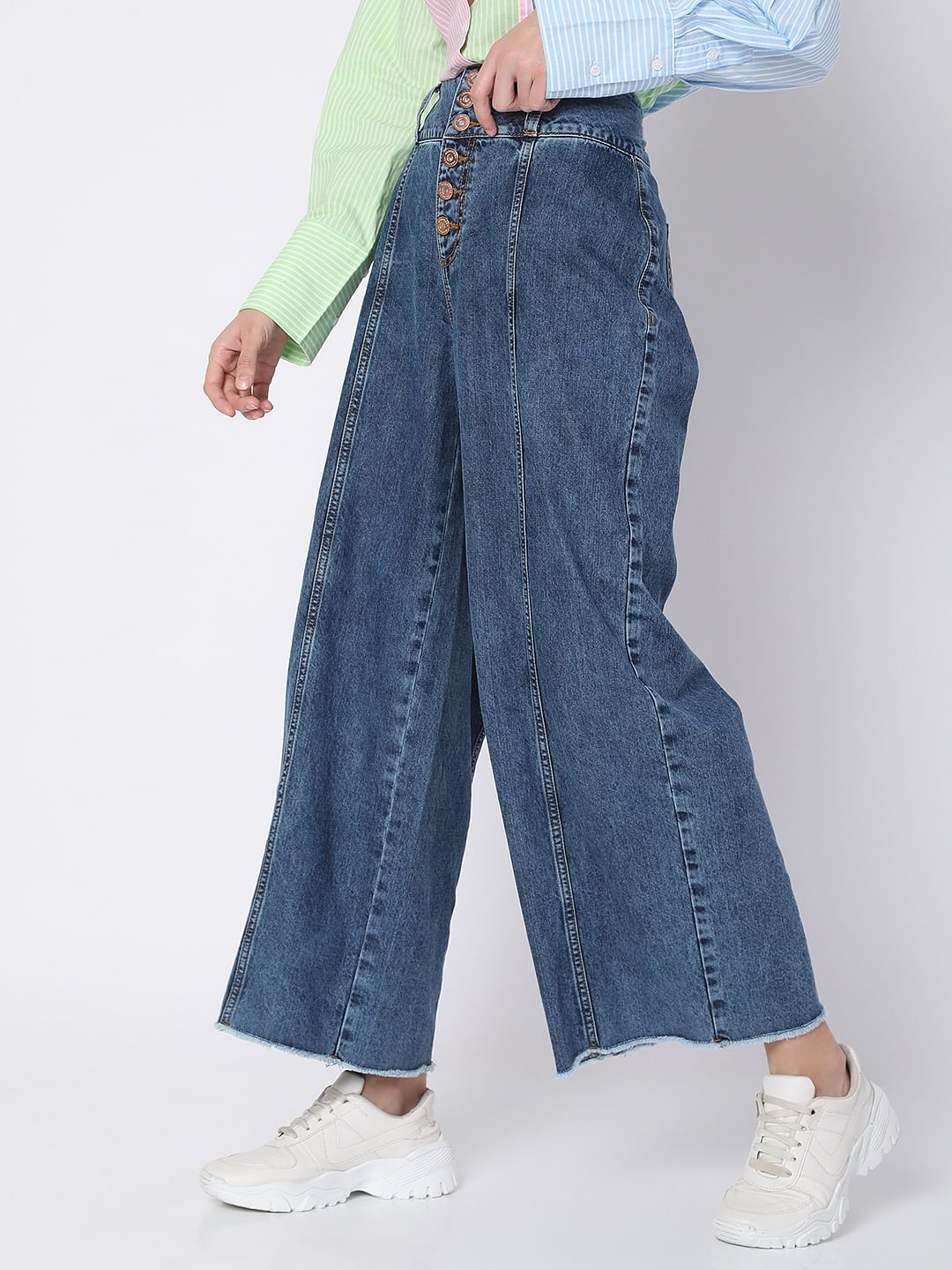 Blue High Rise Zoey Wide-Leg Jeans