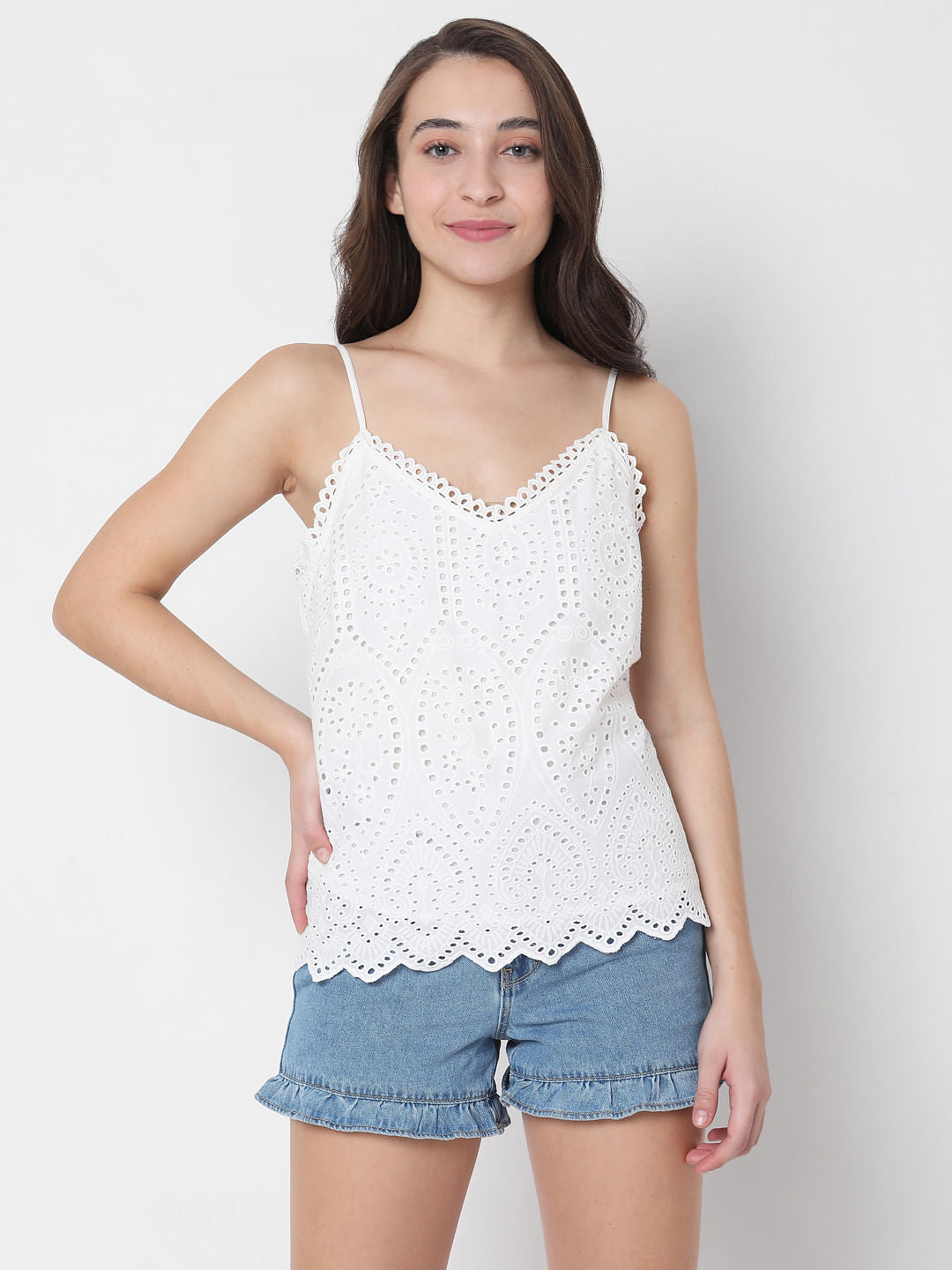 White Lace Strappy Top