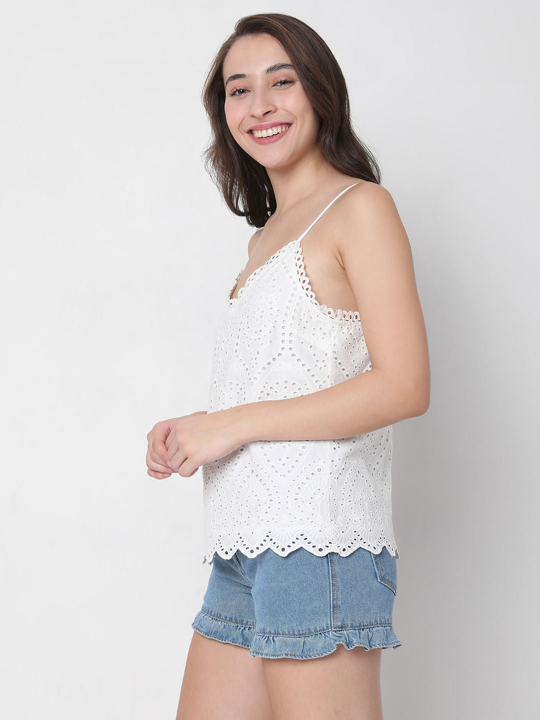 White Lace Strappy Top