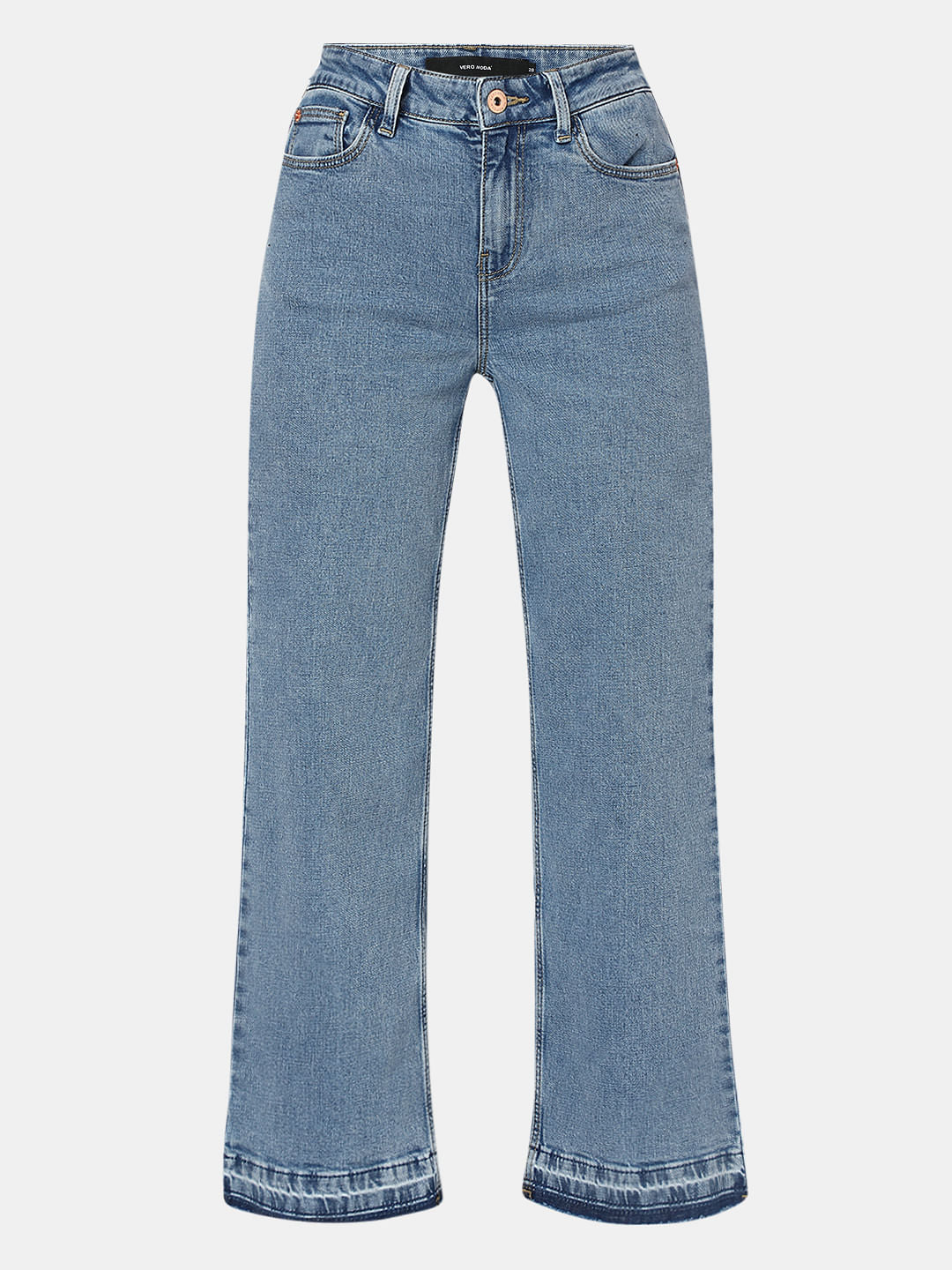 Blue High Rise Straight Fit Jeans