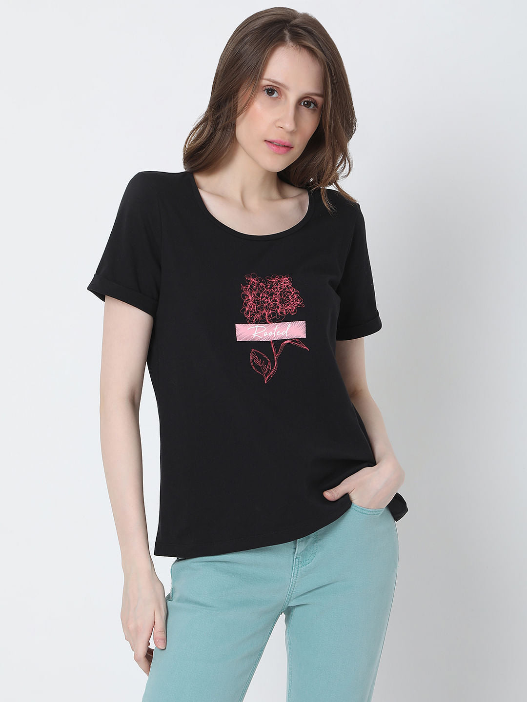 Black Graphic Print T-Shirt